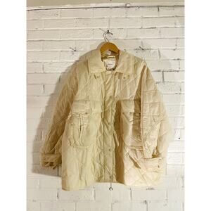 Anthropologie Quilted Utility Jacket Women’s XL Cream Snap Front Field Coat